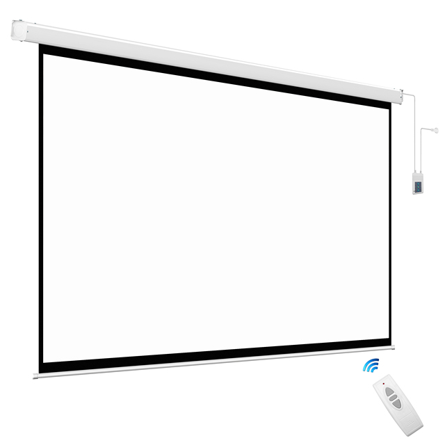 XJK Quality 120inch 16:9 4:3 Electronic Motorized Projection Screen Drop Down Professional Projector Screen with Remote Control
