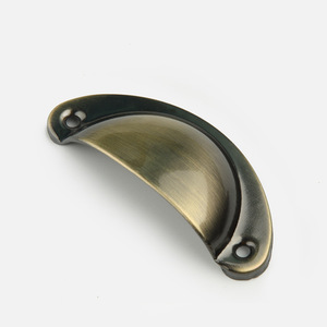 Shell Handle <b>Drawer</b> Pull Iron Plated Oval Traditional Style Furniture Hardware - Product Image 4