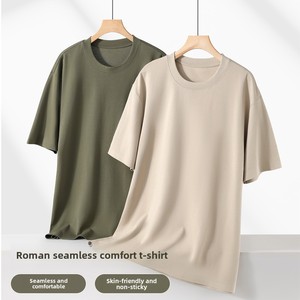 하이엔드 남성 트렌디 브랜드 쿨 티셔츠 여름 로마면 210g 무봉제 반팔 남성 티셔츠 - Product Image 2