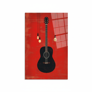Arte en Lienzo de Guitarra Minimalista Moderno: Impresión Elegante para Decoración de Sala de Música, ARTE EN VIDRIO TEMPLADO - Product Image 2