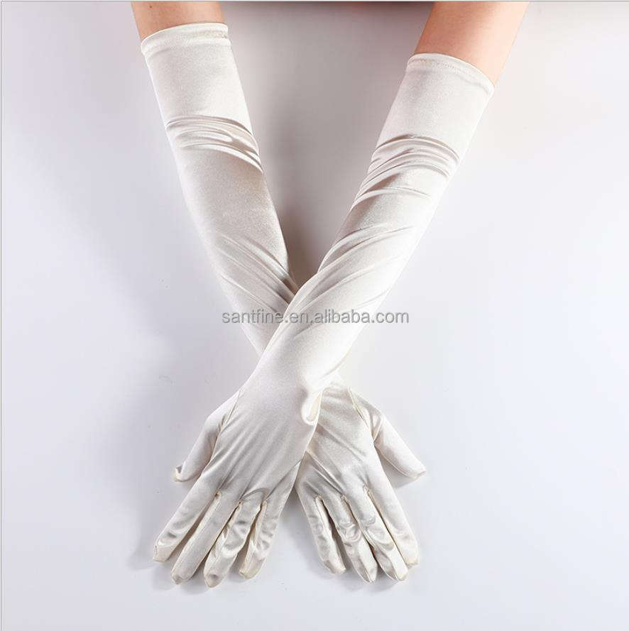 Elegant Women's Party Gloves Satin Long Finger Mittens