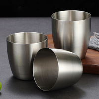 Tasse à eau, mug à café, gobelet à lait en acier inoxydable 304 extra épais, style coréen, sensation métallique lourde, pour usage en restaurant