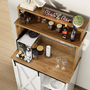 Nouveauté : Armoires de <span class=keywords><strong>bar</strong></span> de <span class=keywords><strong>style</strong></span> campagnard de qualité supérieure, blanches, petites stations à café d'angle, rangement à trois niveaux, panneau en bois de manguier - Product Image 6