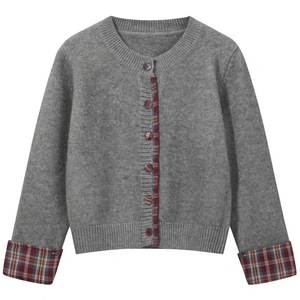 Cardigan ample en tricot pour femme Dalang, col rond, patchwork à carreaux, simple boutonnage, manches longues, pull décontracté chaud pour l'automne et l'hiver - Product Image 1
