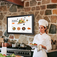Afficheur numérique mural intérieur en plastique pour restaurants, fast-foods, magasins de détail, écran tactile anti-huile et anti-eau