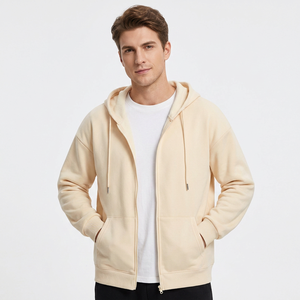 260g Anti-Wrinkle Zip Up Hoodie <b>Men</b> Raglan Sleeve Soft Travel Sweatshirt OEM Custom Logo - Product Image 6