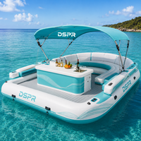 Île flottante gonflable pour parc aquatique, plateforme de bar avec logo personnalisé et banc de plage pour les événements de clubs et de complexes hôteliers