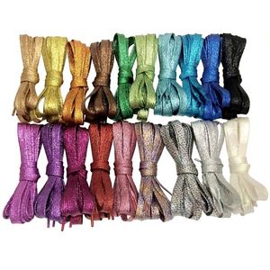 1 Par de Cordones de Zapatos Brillantes a la Moda, Cordones Planos Coloridos para Zapatos Deportivos, Zapatillas para Correr, Botas, Cordones de 1 cm de Ancho - Product Image 1