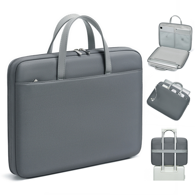 Portable Laptop Briefcase 16 Inch Waterproof Bag with Trolley Sleeve & Handheld Handle Business Travel Lightweight Laptop Case