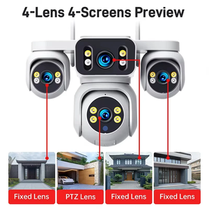 กล้องวงจรปิด 4G IP PTZ พลังงานแสงอาทิตย์ 4 เลนส์ ระบบกล้องรักษาความปลอดภัยภายนอกอาคาร CMOS หมุน-เอียง รองรับซิมการ์ด กล้องพลังงานแสงอาทิตย์ AOV - Product Image 2