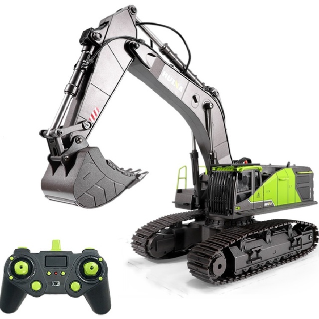 2022 Version 1/14 Scale 22 Functions 2.4ghz Green Color Huina 1593 Rc Excavator for Over 8-year-old From