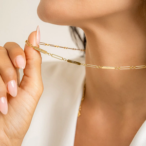 Collier personnalisé à plusieurs noms avec chaîne trombone en acier inoxydable plaqué or 18 carats, cadeau de bijoux <span class=keywords><strong>pour</strong></span> la fête des Mères - Product Image 5