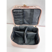 Trousse de Maquillage Professionnelle Portable en PU Double Couche, Grande Capacité, avec Fermeture Éclair, Compartiment Transparent Amovible pour Pinceaux