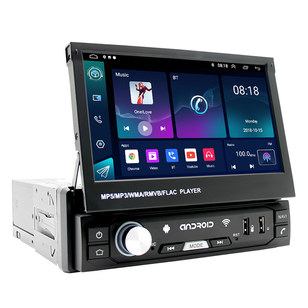 1 Din Android Autoradio 7 Zoll einziehbarer Auto-DVD-Player Universal-Autoradio-Funksystem MP5-Player mit BT WIFI GPS