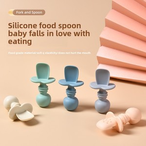Cuchara <span class=keywords><strong>de</strong></span> bebé <span class=keywords><strong>de</strong></span> silicona <span class=keywords><strong>de</strong></span> grado alimenticio, patrón sólido libre <span class=keywords><strong>de</strong></span> BPA <span class=keywords><strong>para</strong></span> bebés <span class=keywords><strong>de</strong></span> <span class=keywords><strong>6</strong></span> <span class=keywords><strong>meses</strong></span>, vajilla suplementaria <span class=keywords><strong>para</strong></span> niños - Product Image 1