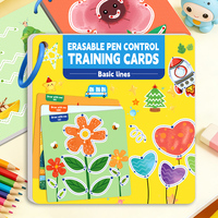Cartes de traçage réutilisables pour enfants, cartes d'entraînement au contrôle du stylo effaçables, apprentissage précoce, pratique de la dessin de lignes de base pour les tout-petits