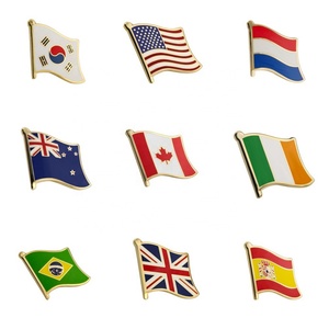 Fabricante Oneway, Bandera Nacional Personalizada de Metal Esmaltado Duro, con Baño de Oro Antiguo Moderno, Venta al Por Mayor - Product Image 1