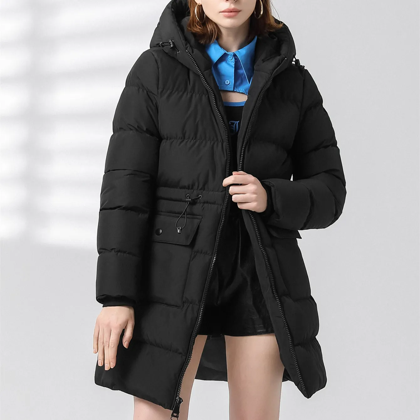 Winter Female Down Jacket Women's Warm Fashion Mid-Length Down Coat Puffy Windproof Puffer Coat