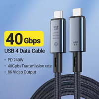 Cable USB 4 Tipo C a Tipo C de 8k 60hz, 40gbps de Datos, Carga PD de 240w, Aleación de Aluminio, Cobre Puro, Trenzado de Nailon, 12 Meses de Garantía, 0.5m