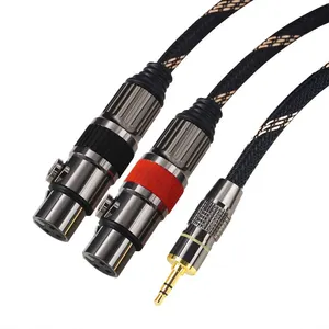 Hochwertiger Effekt Sauerstoff freie HiFi-Audio-Kabel buchse zum Doppel-XLR-Mikrofon 3,5-mm-Buchse Stereo auf 2xlr 3-polige Buchse