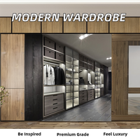 Système de dressing sur mesure moderne pour chambre à coucher avec coiffeuse et étagères intégrées pour projets résidentiels et hôteliers