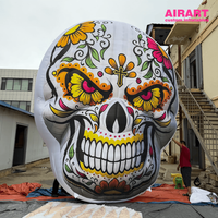 Mur géant gonflable en forme de crâne de sucre pour Halloween, grand toile de fond coloré en forme de crâne pour événements festifs et décoration de maison hantée