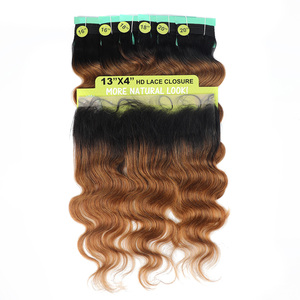 Ensemble de fermeture de paquets de cheveux humains vierges Remy cuticule alignée crépus bouclés 100% vague de corps brésilienne brute paquet naturel fermeture Yaki - Product Image 1