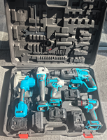 Kit combiné d'outils électriques sans fil au lithium 20V avec moteur sans balais, marteau électrique, meuleuse d'angle, clé à chocs, scie circulaire, mallette de transport OEM