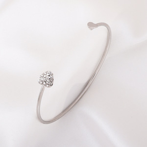 Heart Shape <b>Cuff</b> <b>Bracelets</b> With Rhinestones For Women Gift Jewelry Zinc Alloy Open Bangle <b>Silver</b> And Gold Tone - Product Image 3