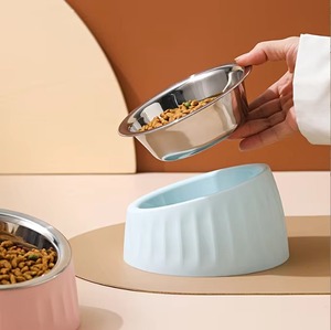 Distributeur automatique de nourriture pour animaux de compagnie à gravité, double gamelle en acier inoxydable surélevée et antidérapante pour chiens et chats, pour petits chiens et chiots, OEM - Product Image 2