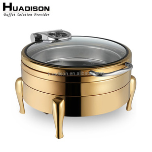 Huadison Dubai Hotel <span class=keywords><strong>Restaurant</strong></span> chauffe-plats hydrauliques ronds chauffe-plats en or de luxe - Product Image 4