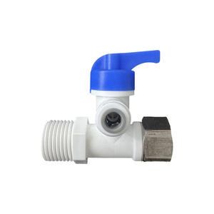 Válvula de bola de tres vías de 1/2 pulgada de plástico con tuerca de acero para conectores y tuberías de purificador de agua - Product Image 5