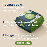 Boîte d'emballage pliable pour hamburgers en papier épais, écologique et résistant à la graisse, disponible en plusieurs tailles, pour les restaurants de restauration rapide