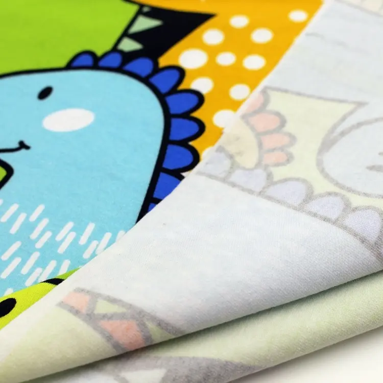Chuxin Premium Eco-friendly Custom Dinosaur Jersey Knit Spandex Lycra Digital Printed Cotton Fabric For Baby Clothing