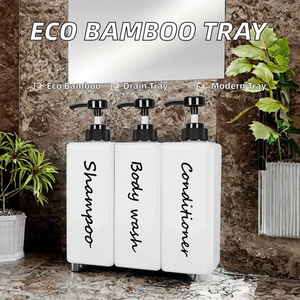BEST WANFAN Eco-Friendly Hotel <b>Bathroom</b> <b>Dispenser</b> Bottle <b>Set</b> Plastic Pump <b>Soap</b> Shampoo Conditioner Container Modern Counter - Product Image 2