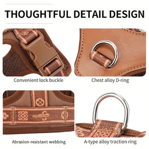 Harnais réfléchissant anti-traction pour chien, gilet respirant en maille réglable avec motif vintage de luxe, sangle de poitrine rembourrée douce pour chiens de petite taille - Product Image 3