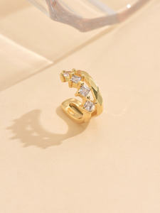 Pendientes de clip de estilo minimalista de moda para un uso diario cómodo Diseño geométrico con piedra de circón-Conjunto de joyas de regalo - Product Image 4