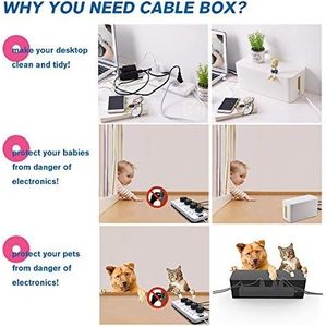 Hot Stylish Eco-Friendly Modern Small Square Plastic Cord Organizer Box Hides Power Strip <b>Cable</b> Management for Home and Office - Product Image 3