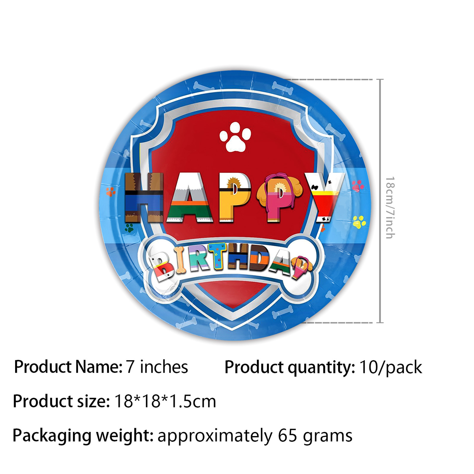 Assiettes 7 pouces, 10 pièces