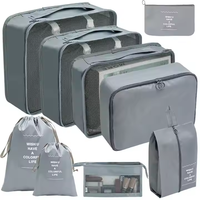Ensemble de 9 cubes de rangement en PVC pour bagages de voyage, organiseurs de voyage, sacs de rangement, motif carré