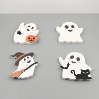 Nouvelles décorations d'Halloween 2026 : Fantômes et citrouilles mignons en bois fait main, impression en relief moderne pour ornements de table de fête