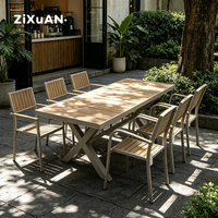 Meubles de terrasse pour restaurant, salon de jardin en osier pour hôtel, ensemble table et chaises modernes d'extérieur, chaise en aluminium pour piscine, bistrot, balcon