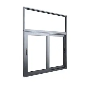 Ventana corredera pequeña con diseño de vidrio, ventana corredera con pantalla y obturador para casas