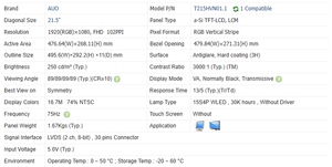 Módulo de Pantalla LCD T215HVN01.1 de 21.5 Pulgadas FHD con Alta Estabilidad de Señal y 250 Nits para Monitor Industrial y Máquina Expendedora Inteligente - Product Image 3