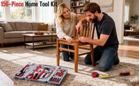 Kit d'outils de réparation manuels polyvalents 156 pièces, boîte à outils pliable et durable, ensemble complet d'outils de base pour les travaux ménagers quotidiens