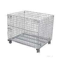 Conteneur pliable en treillis métallique galvanisé économique pour voiture, capacité 1000 kg, 4-6 roues, maille 50x50 mm, entrée 4 voies
