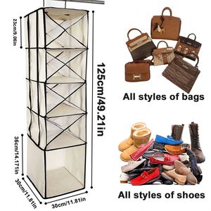 Nouveau <span class=keywords><strong>design</strong></span> suspendu placard organisateur stockage 5 étagères séparables placard étagères de rangement avec maille poche vêtements - Product Image 5