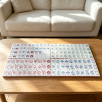 Jeu de Mahjong américain portable en acrylique 3 couches, motif papillon rose, avec tuiles imprimées exquises, pour le jeu quotidien en famille ou lors de fêtes à la maison
