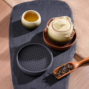 Kung Fu <b>Tea</b> <b>Set</b> Purple Clay Teapot Mat Silicone Drainage Tray Round Insulated Dry Brewing Table For Afternoon <b>Tea</b> - Product Image 1