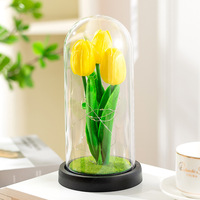 Maßgefertigtes Handgemachtes Seidenrosen-Kunstblumenarrangement mit Glasabdeckung, Wunderschön für Valentinstag, Muttertag, Geburtstag, Weihnachten